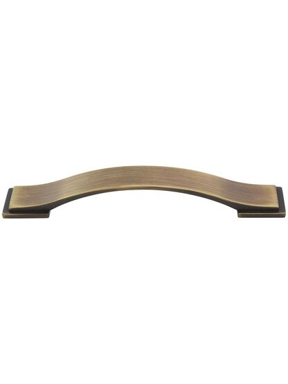 Mirada Strap Cabinet Pull - 5 inch Center-to-Center in Antique Brushed Satin Brass.